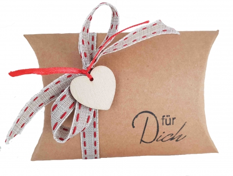 Kissenverpackung liebevoll gestaltet